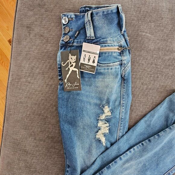 Colombian Brazilian butt insert pad jeans  stretch Denim high waist pant Size 12 - Picture 7 of 15